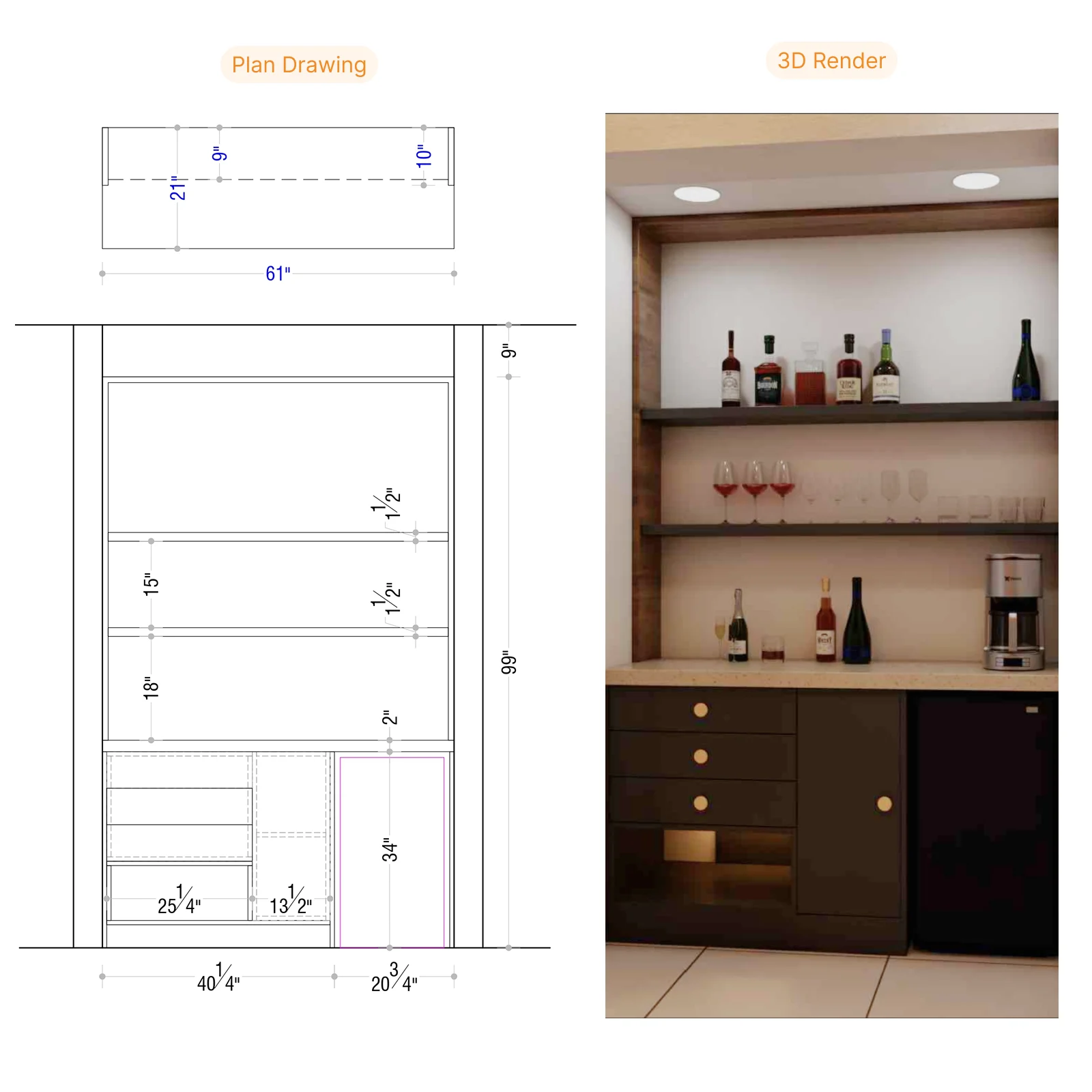Dining Bar Cabinet interior design at Brigade Citadel 3BHK apartment