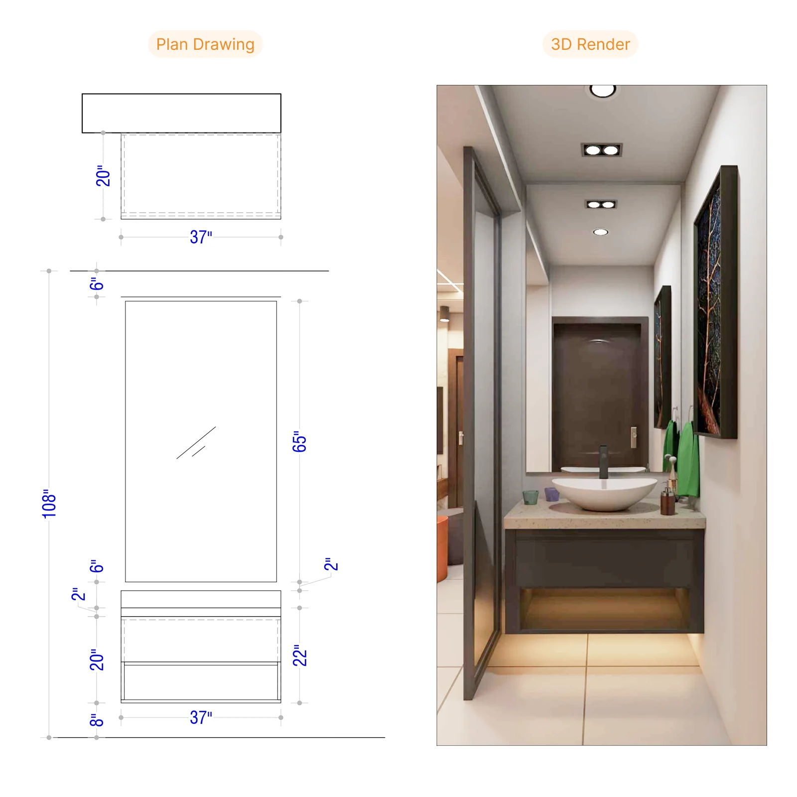 Dining Handwash interior design at Medha Residency 3BHK renovation