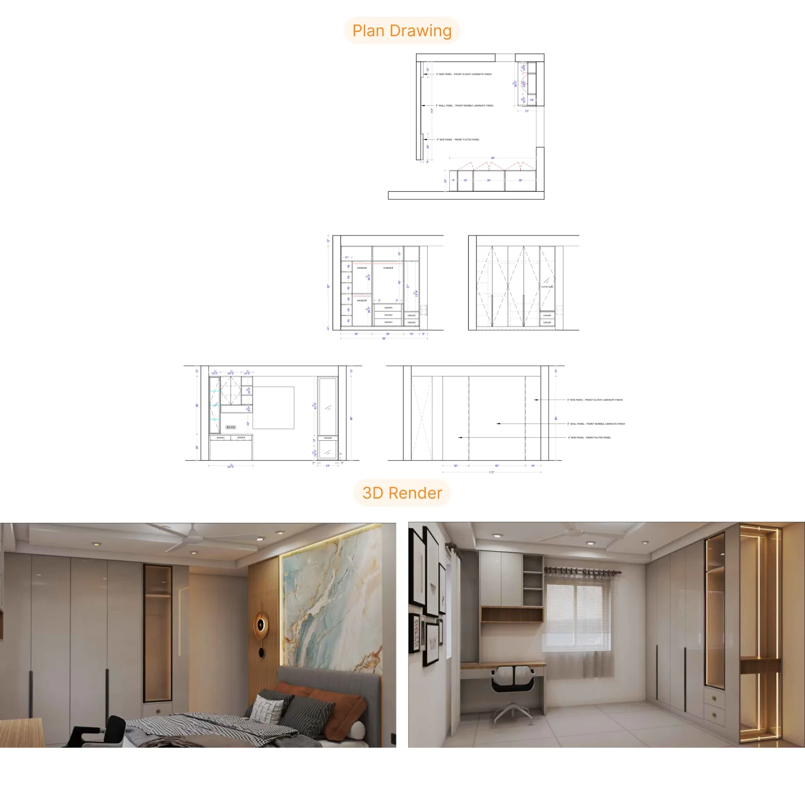 Juhi's Bedroom interior design at Medha Residency 3BHK renovation