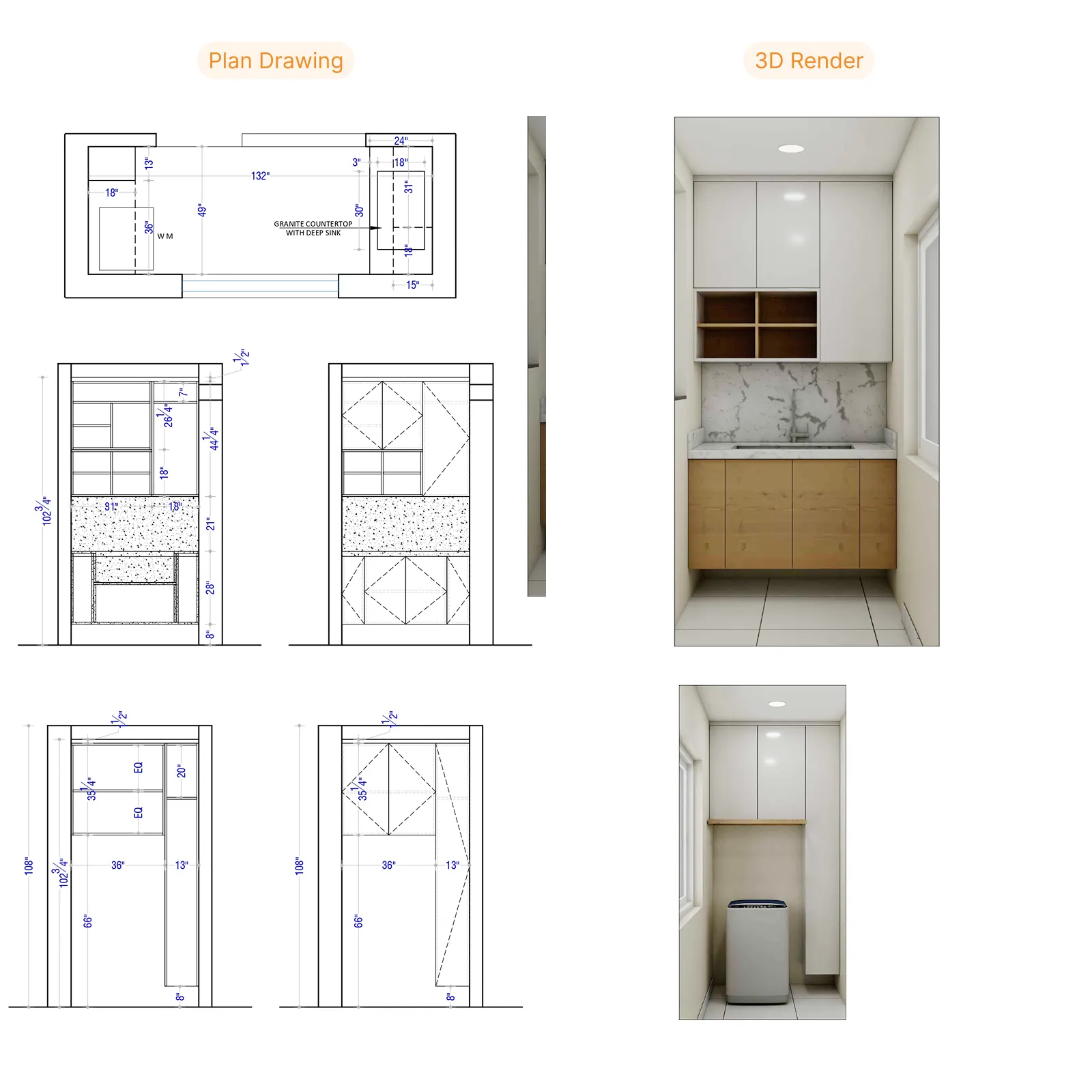 Kitchen Utility interior design at Medha Residency 3BHK renovation