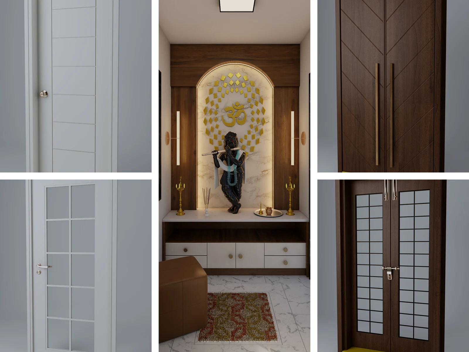 Doors & Pooja Area at Dr. Sandeep Saboo - 3BHK Renovation