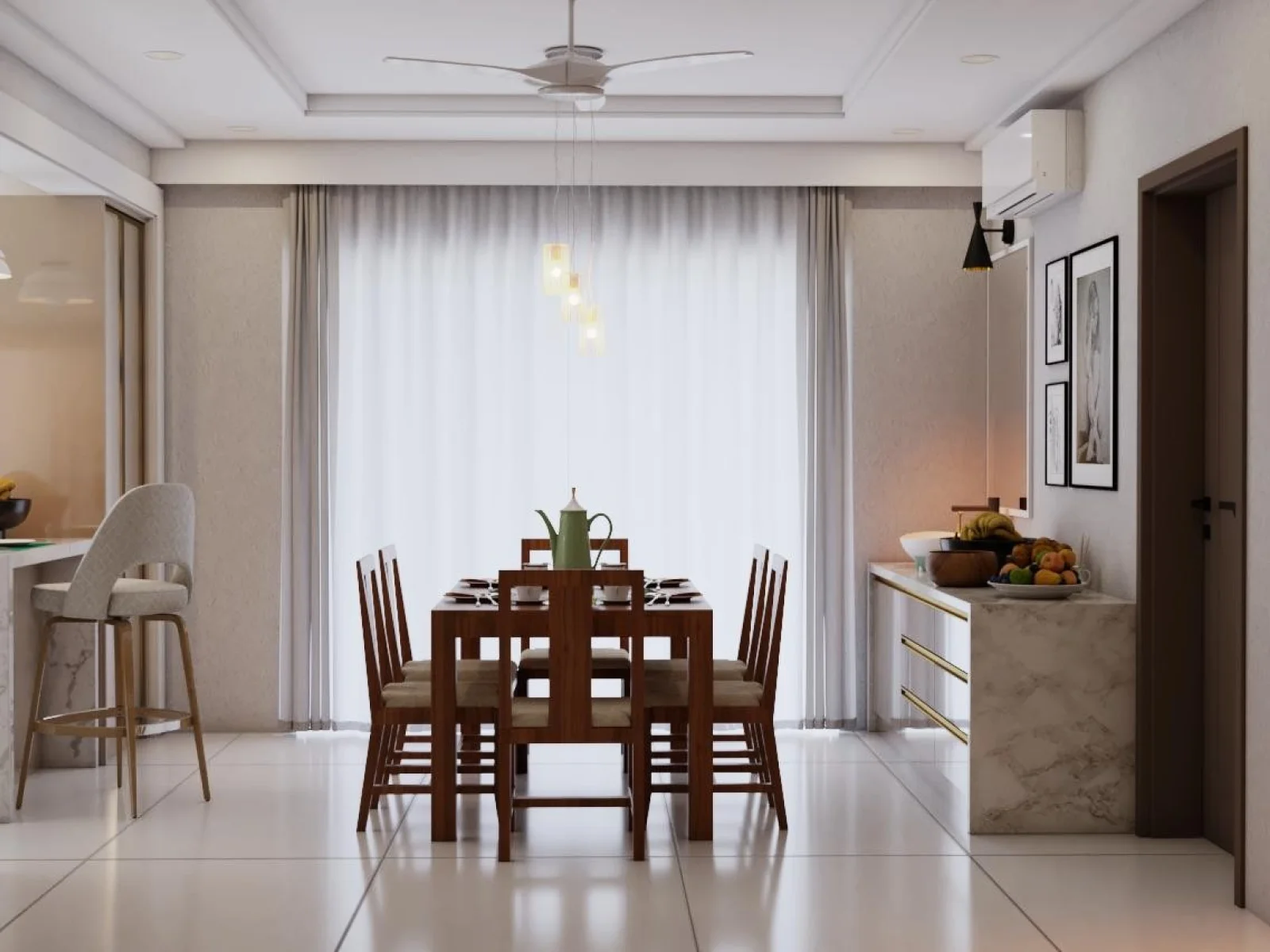 Dining Room interior design - Harnath Reddy 3BHK Apartment