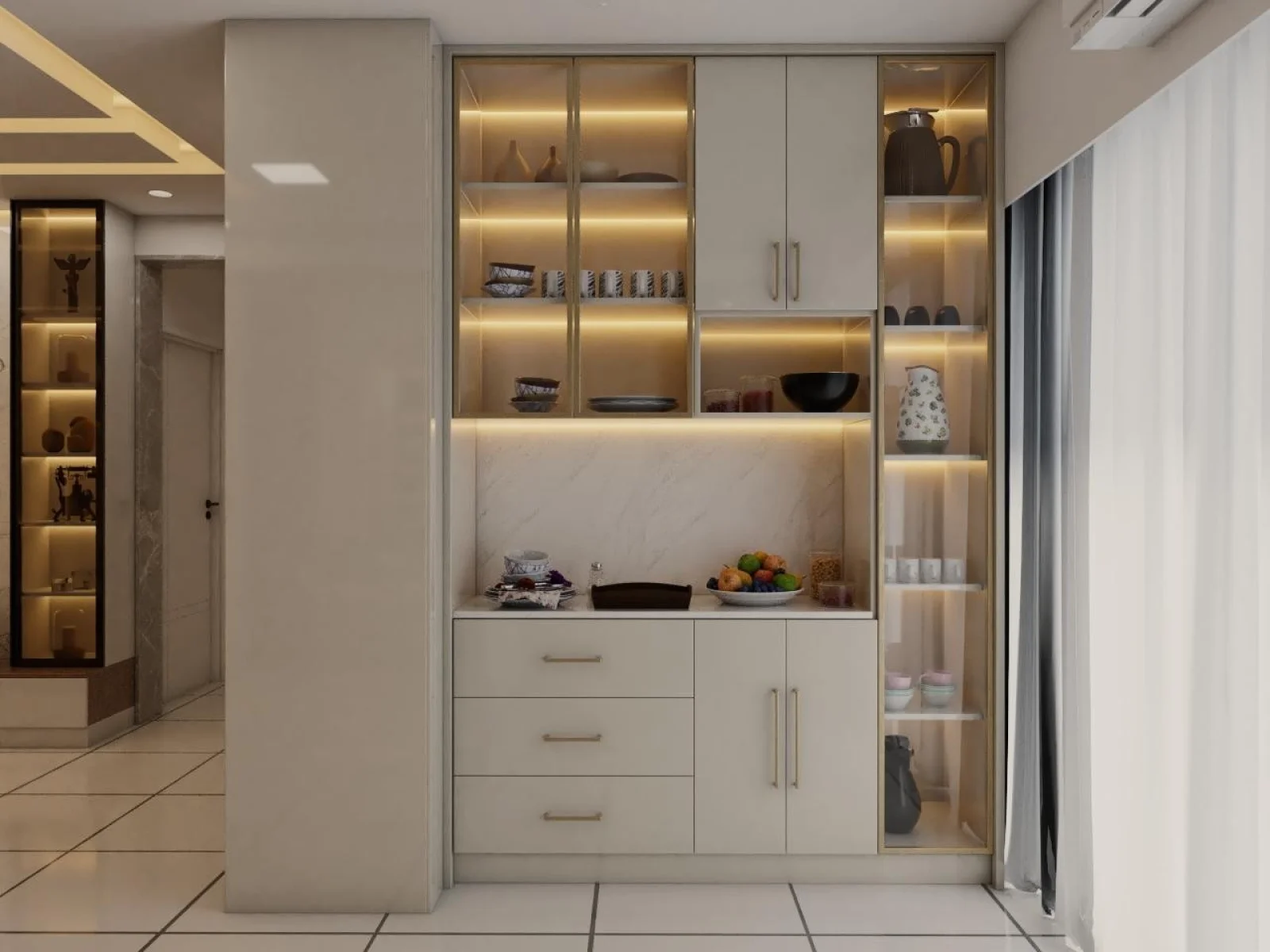 Dining - Crockery interior design - Manish Bajaj 3BHK Apartment