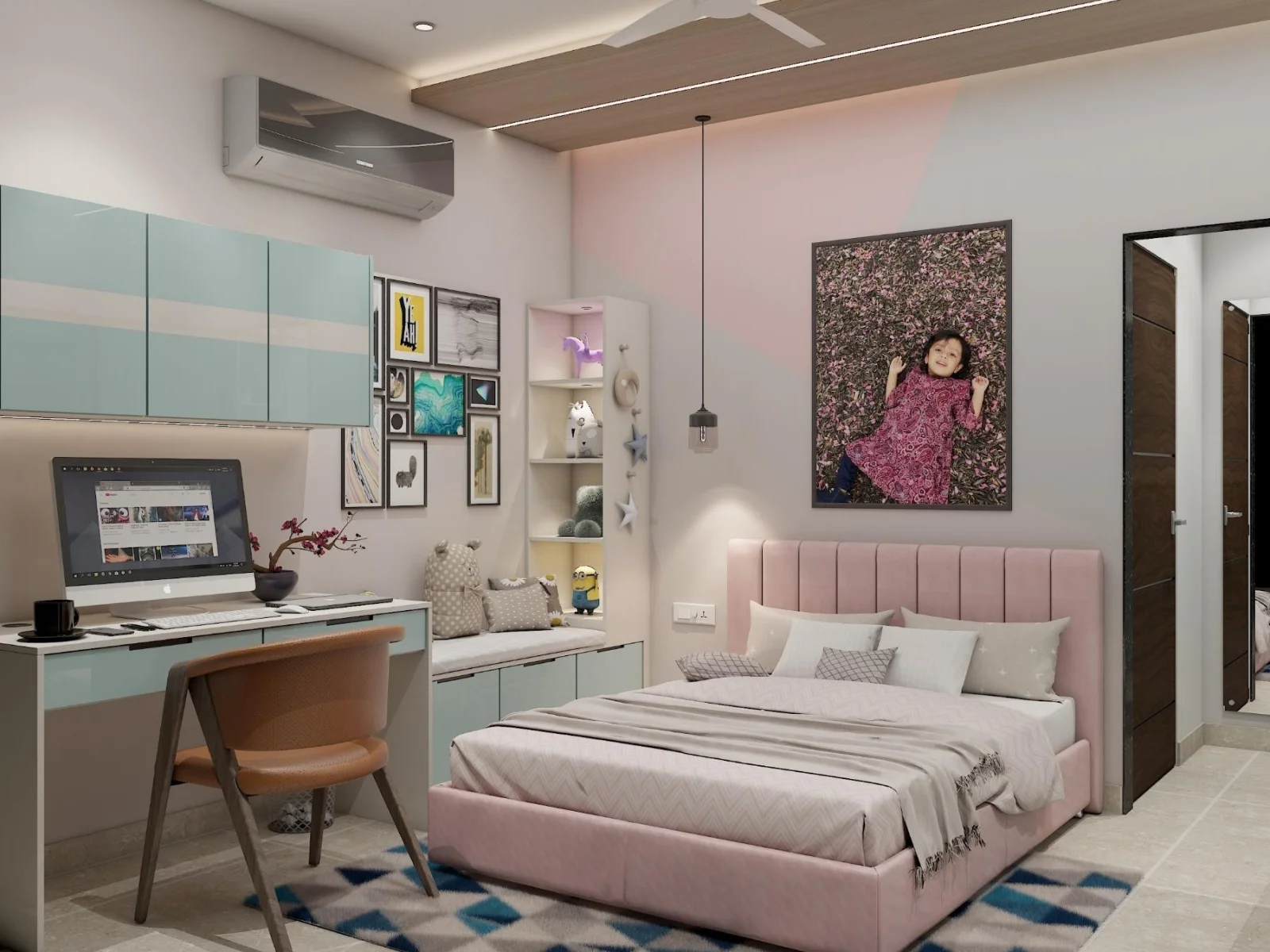 Girl's Bedroom interior design - Padmaja Gelle Duplex Villa