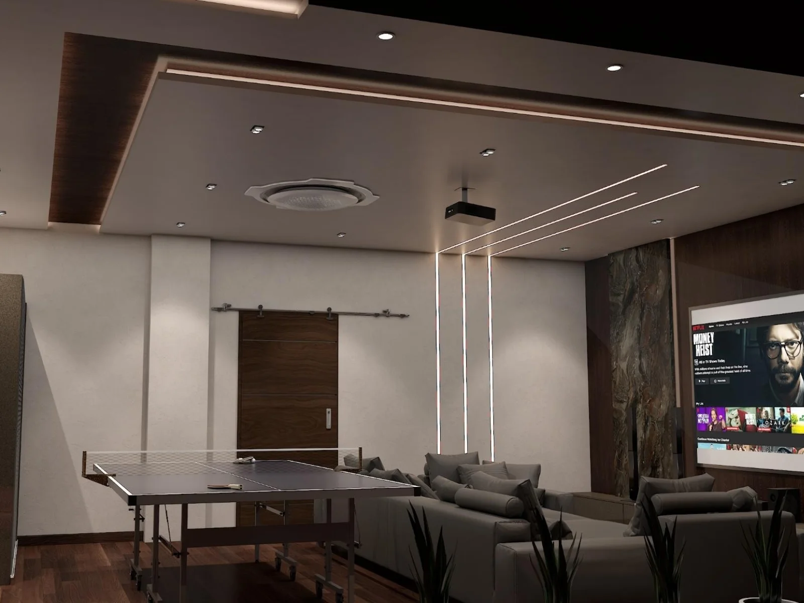 Home Theatre interior design - Padmaja Gelle Duplex Villa